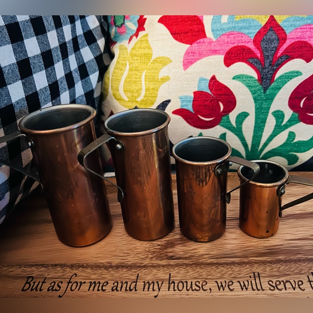 Vintage Solid Copper Measuring Cup Set of 4